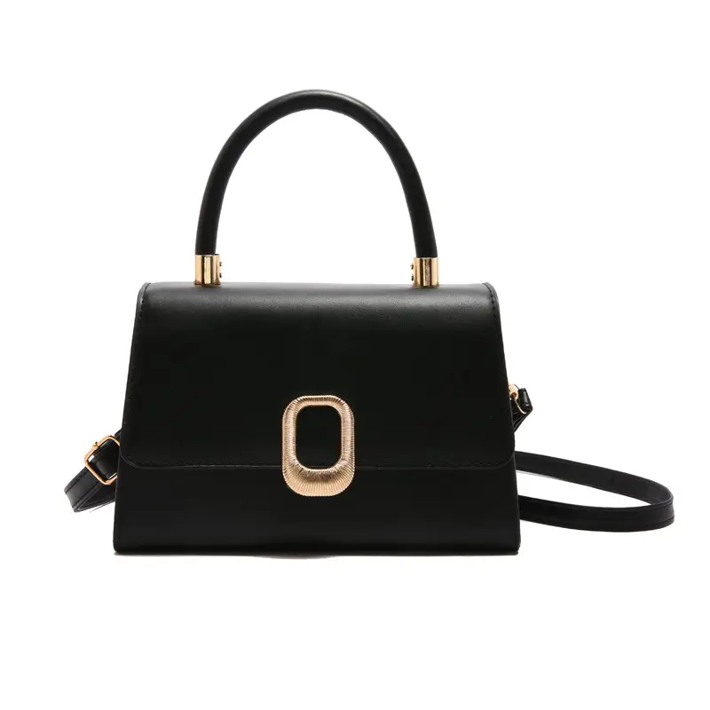 White Square Handbag with Gold Clasp for Women