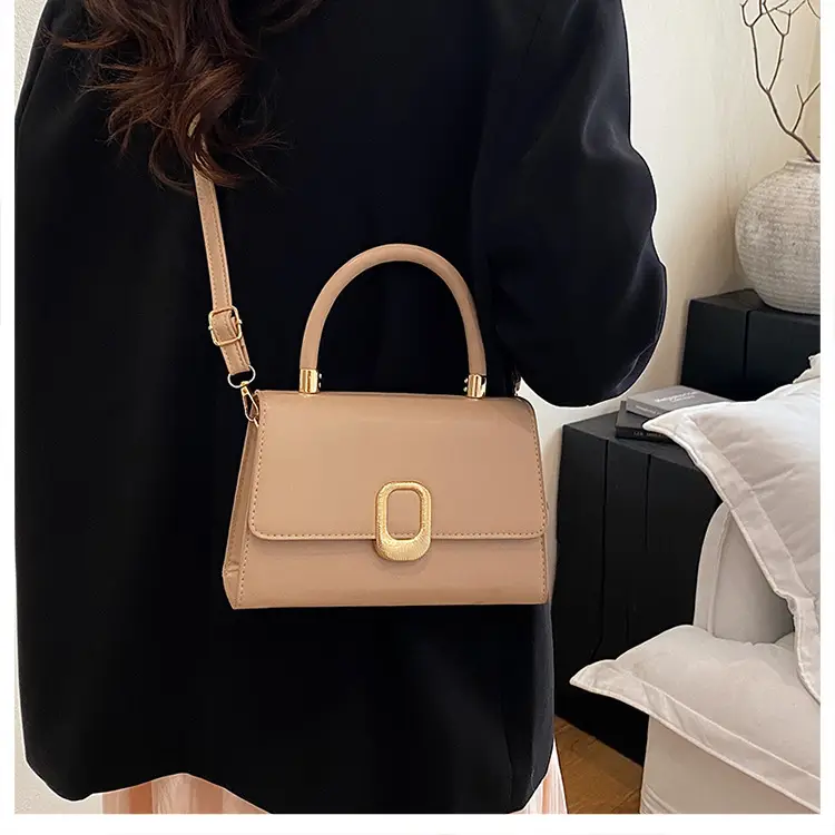 White Square Handbag with Gold Clasp for Women — feature 11