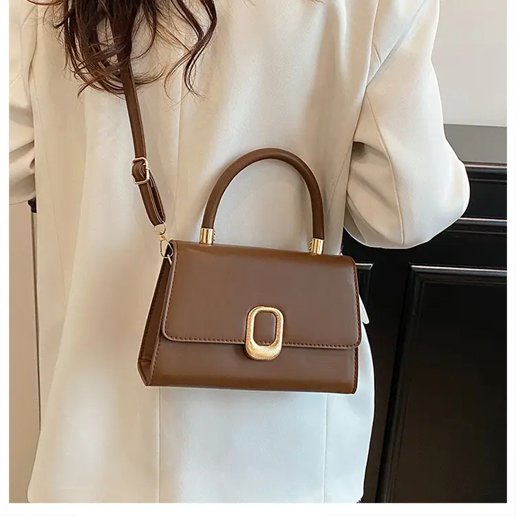 White Square Handbag with Gold Clasp for Women — feature 16