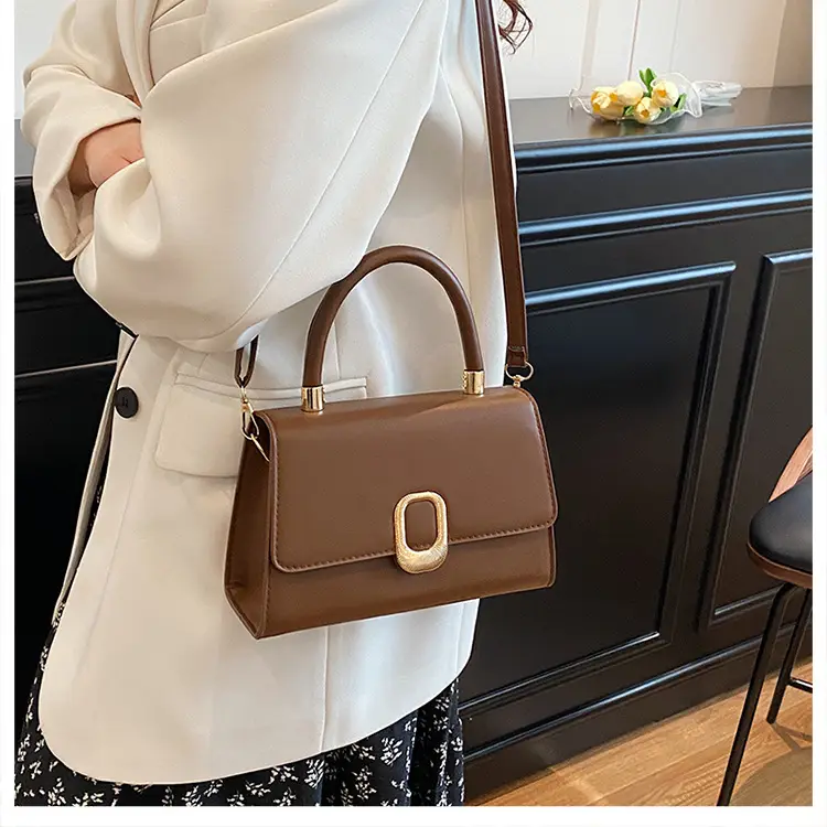 White Square Handbag with Gold Clasp for Women — feature 17