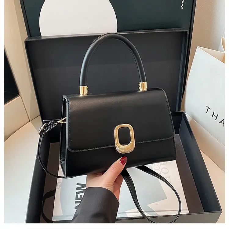 White Square Handbag with Gold Clasp for Women — feature 23