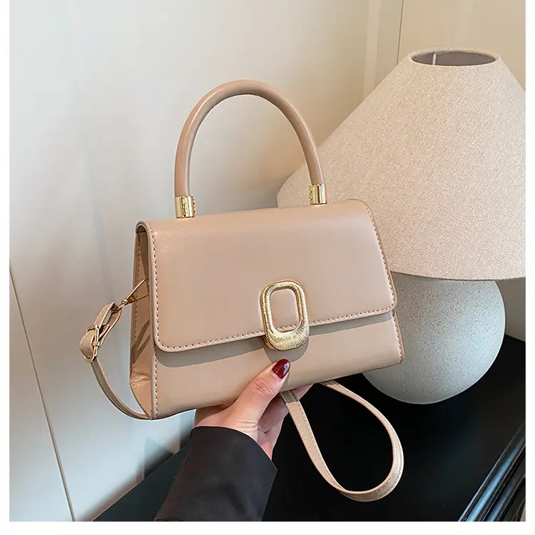 White Square Handbag with Gold Clasp for Women — feature 24