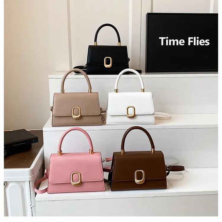 White Square Handbag with Gold Clasp for Women — feature 25