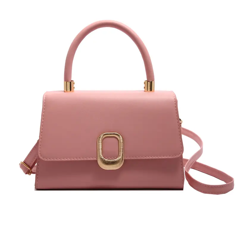 White Square Handbag with Gold Clasp for Women