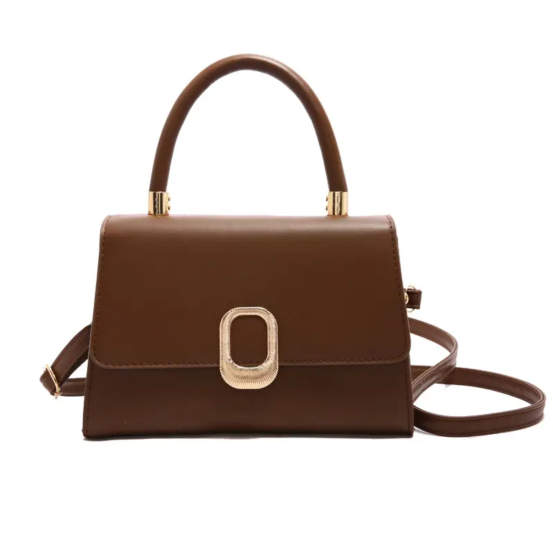 White Square Handbag with Gold Clasp for Women