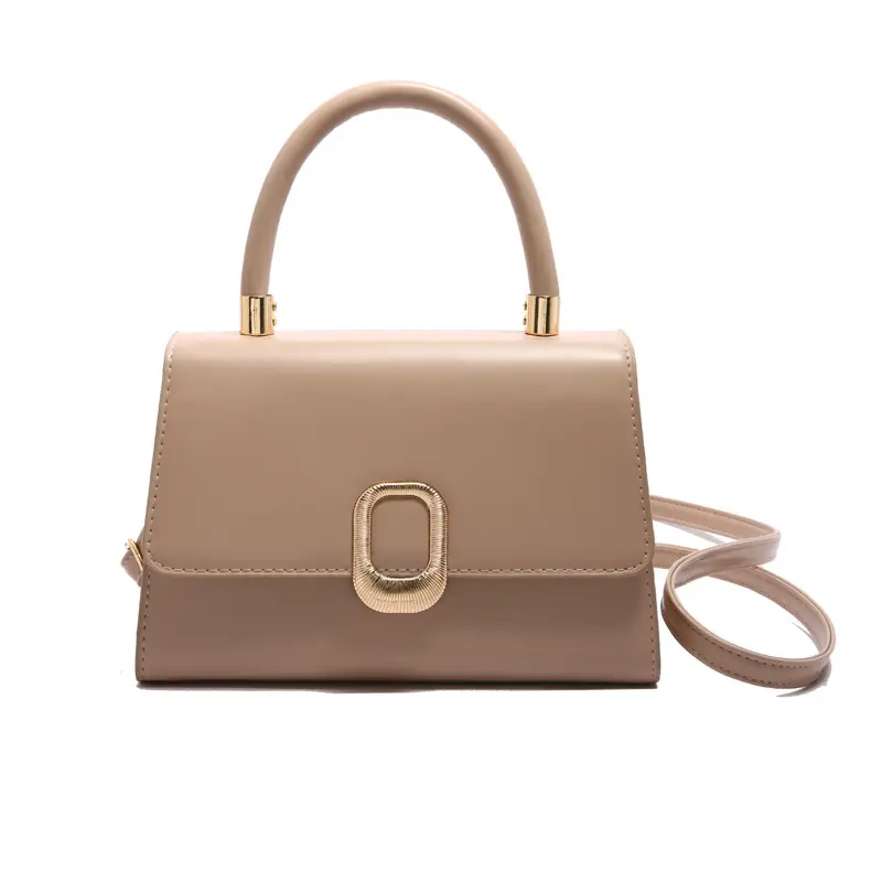 White Square Handbag with Gold Clasp for Women