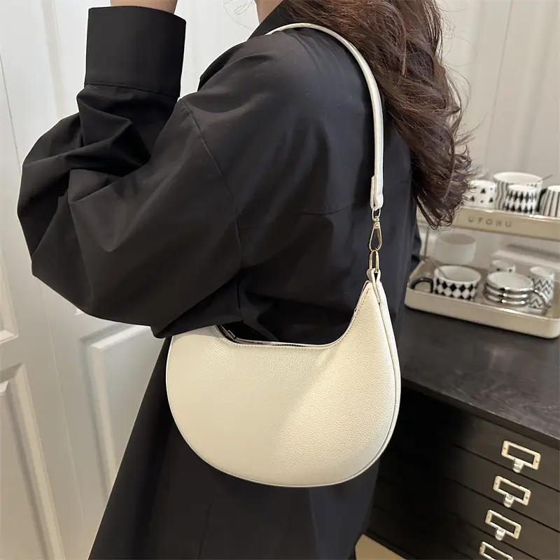 Crescent Underarm Bag Cream White Shoulder Crossbody - Image 6