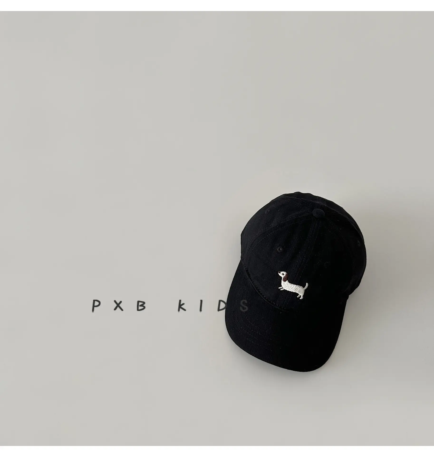 Puppy Embroidered Baseball Cap for Kids Black — feature 19