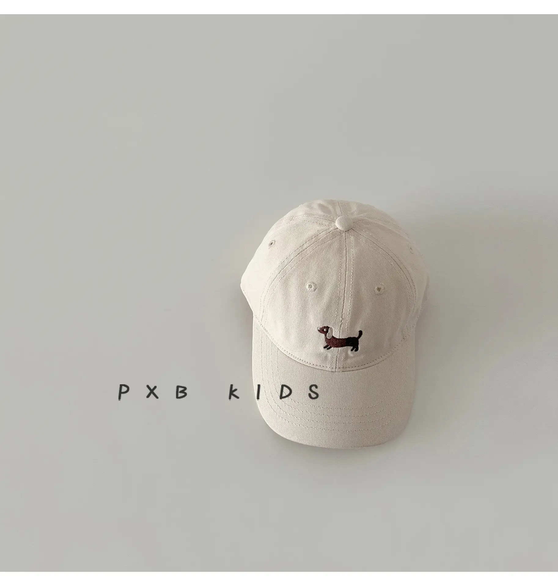 Puppy Embroidered Baseball Cap for Kids Black — feature 20