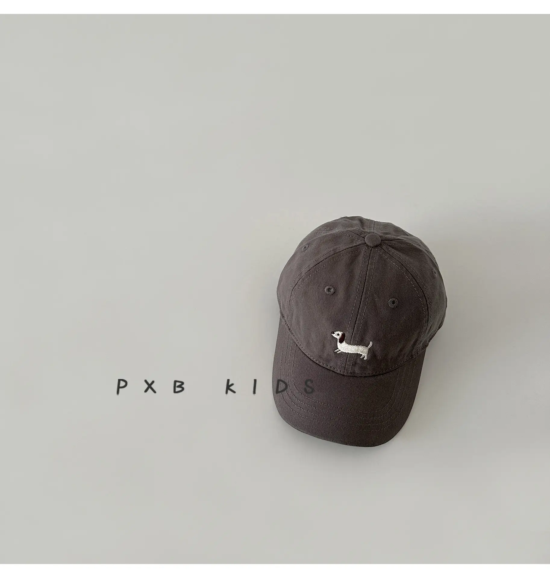 Puppy Embroidered Baseball Cap for Kids Black — feature 23