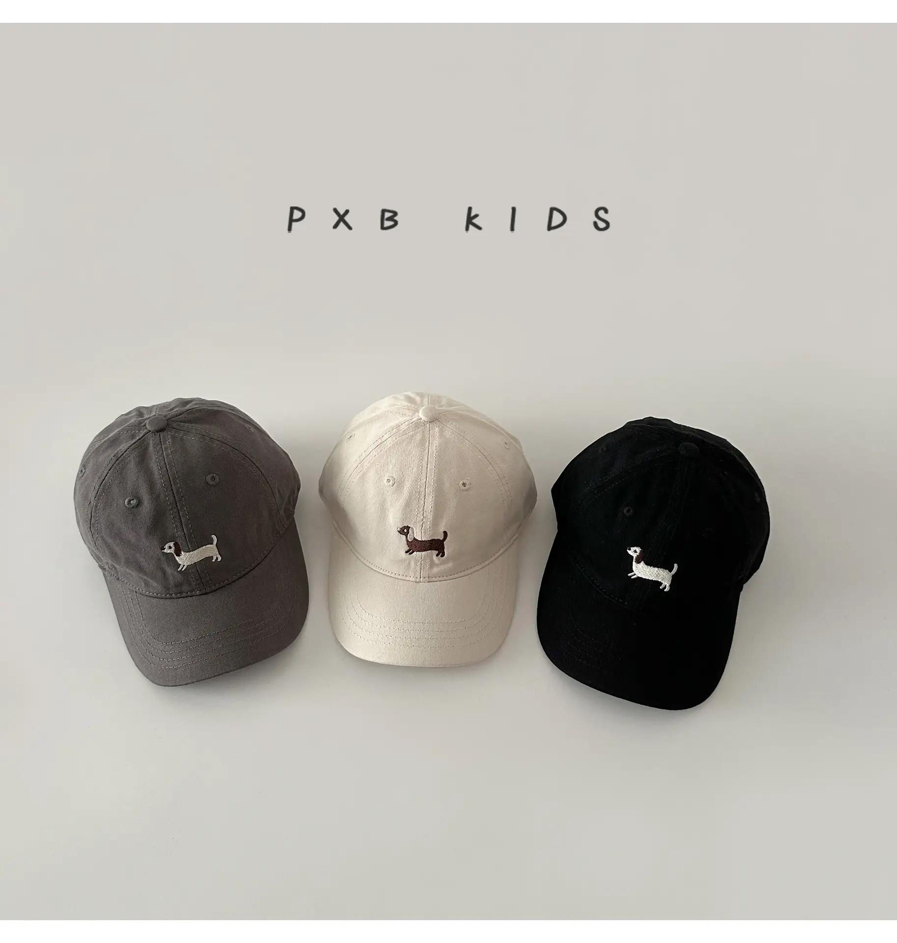 Puppy Embroidered Baseball Cap for Kids Black — feature 8