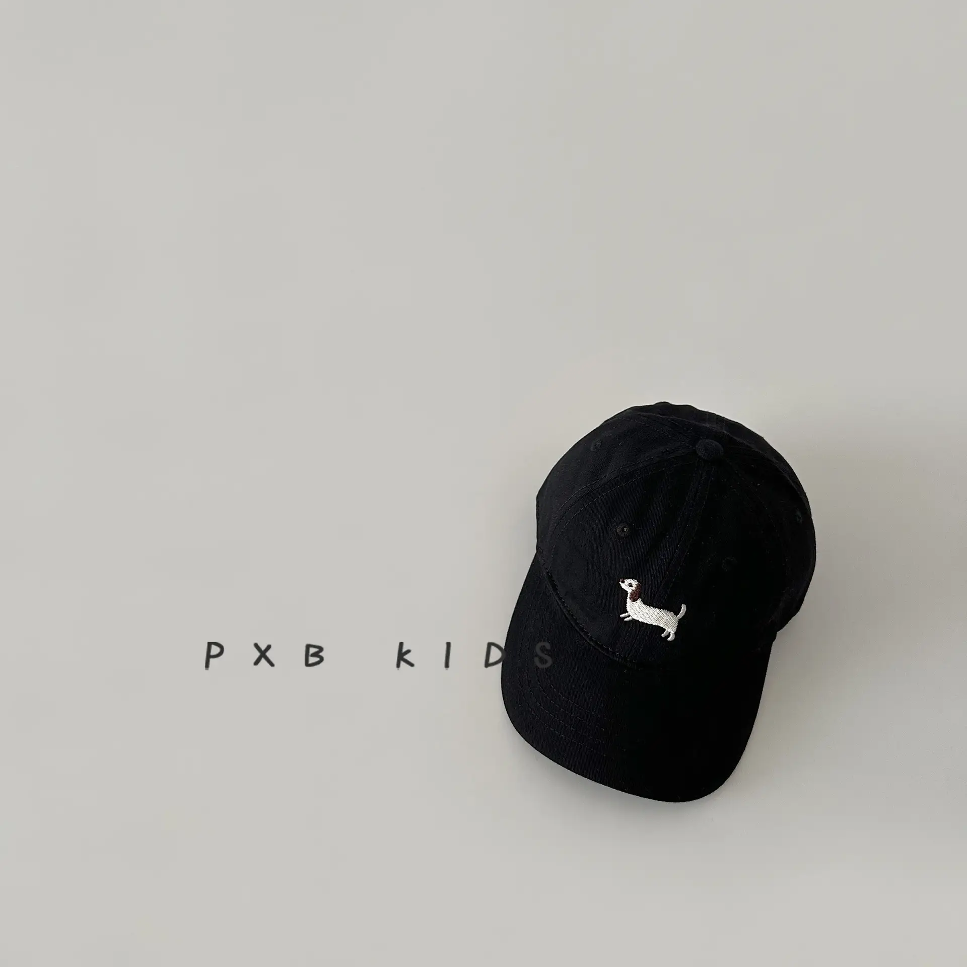 Puppy Embroidered Baseball Cap for Kids Black - Image 3