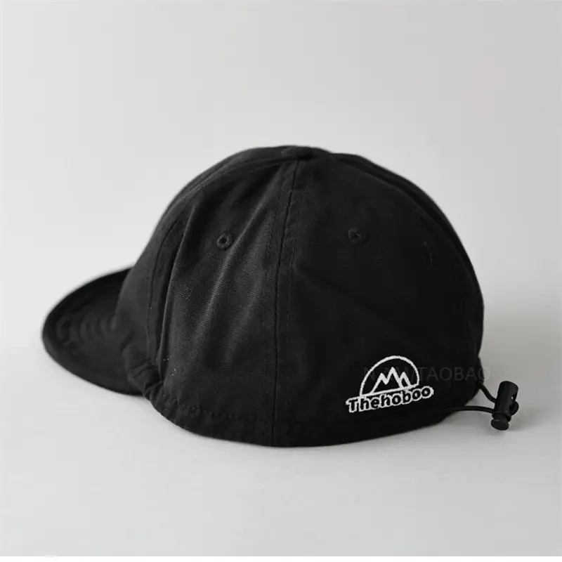 Black Drawstring Baseball Cap for Men Women - Image 4
