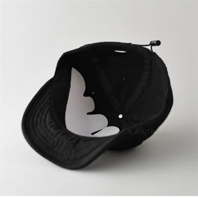 Black Drawstring Baseball Cap for Men Women - Image 6