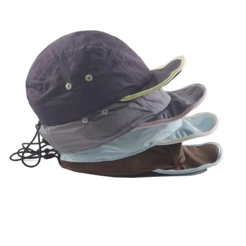 Japanese Lightweight Sun Hat for Men Brown Drawstring Cap - Image 5