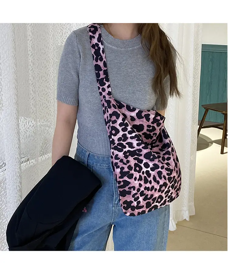 Leopard Print Canvas Shoulder Bag for Women — feature 3