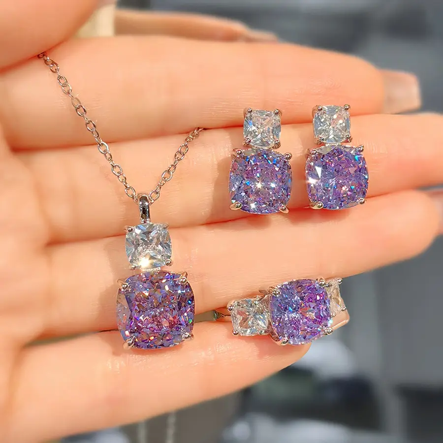 Luxury Pink Diamond Necklace & Earrings Set - Image 8