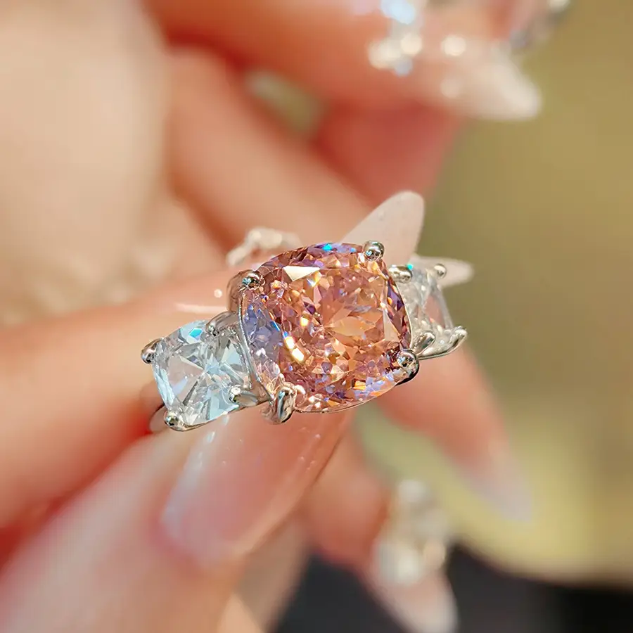 Luxury Pink Diamond Necklace & Earrings Set - Image 2