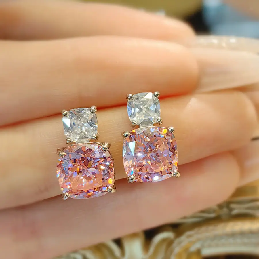 Luxury Pink Diamond Necklace & Earrings Set - Image 3