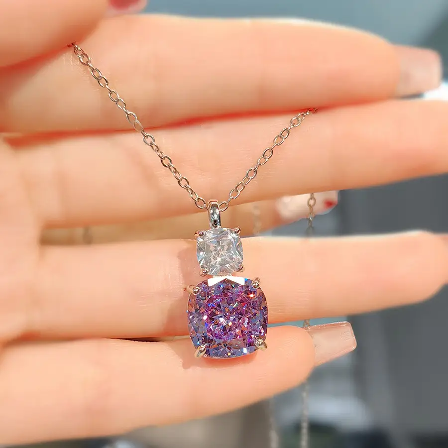 Luxury Pink Diamond Necklace & Earrings Set - Image 4