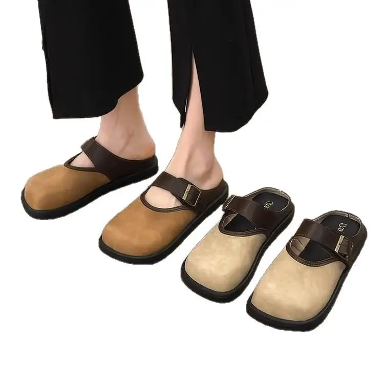 Women Brown Leather Slippers with Thick Bottom 2025 Spring - Image 7