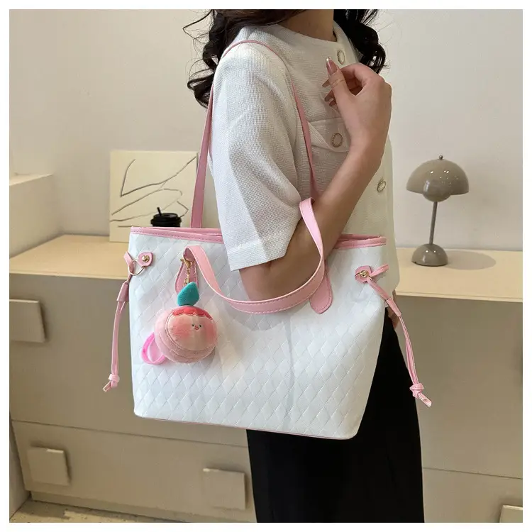 Black Quilted Shoulder Bag with Cute Charm for Women — feature 11