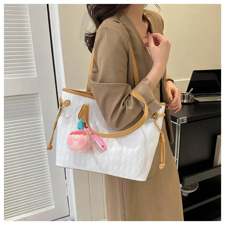 Black Quilted Shoulder Bag with Cute Charm for Women — feature 17