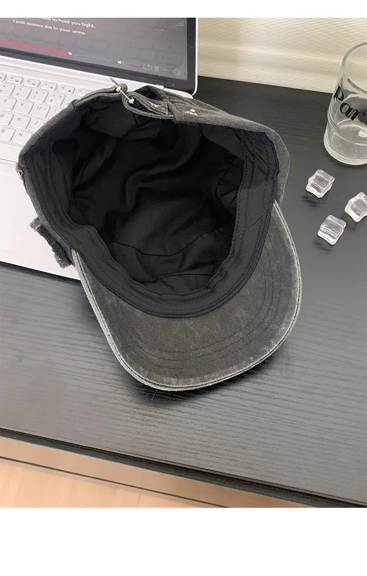 American Style Rivet Zipper Flat Cap Hat for Women — feature 12