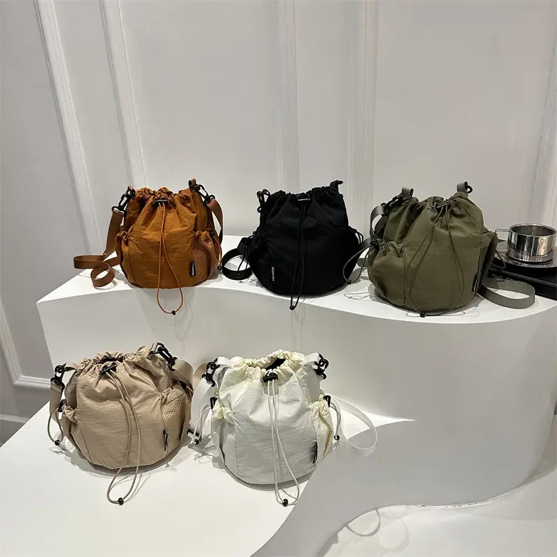 Women's Pink Blanket Drawstring Shoulder Bag - Image 9