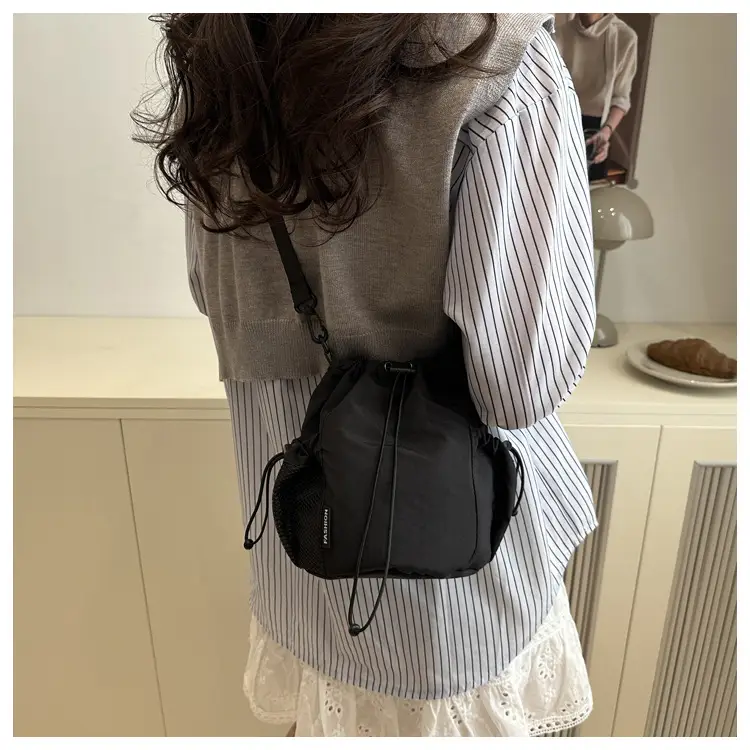 Women's Pink Blanket Drawstring Shoulder Bag — feature 14
