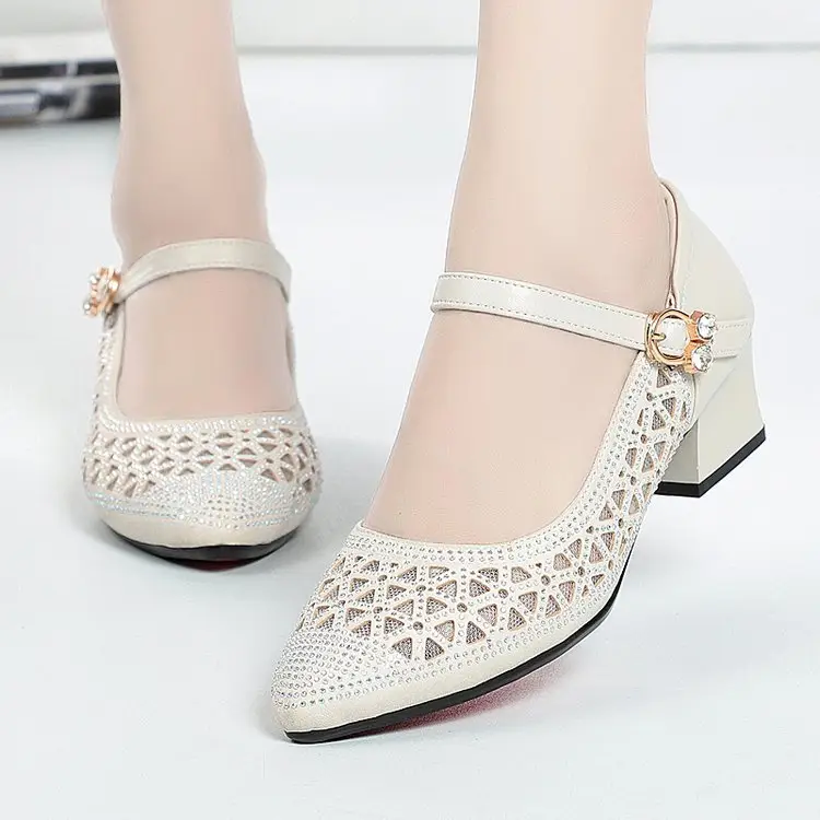 Women's White Mesh Heeled Sandals 2025 Summer — feature 12