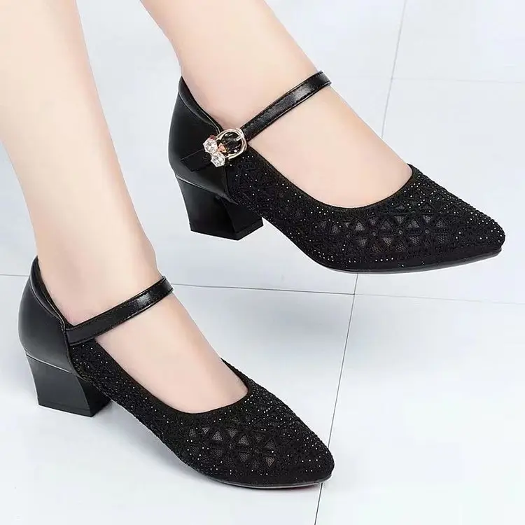 Women's White Mesh Heeled Sandals 2025 Summer — feature 4
