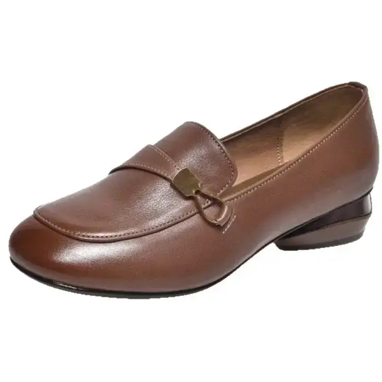 Women Brown British Style Loafers Flat Shoes