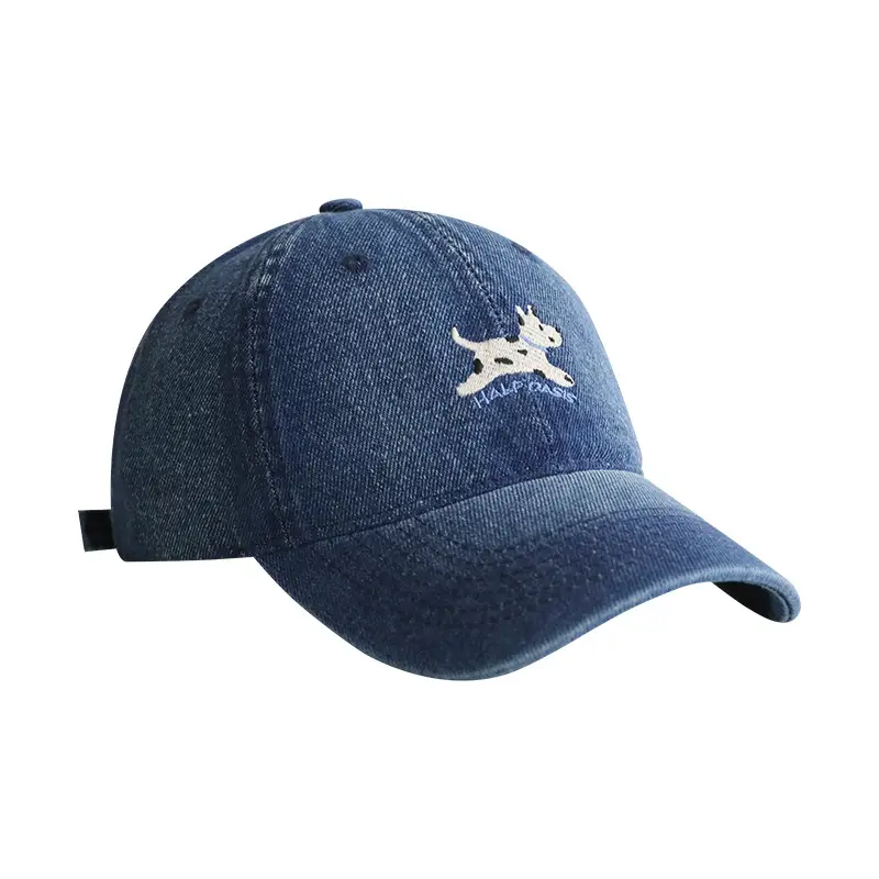 Uncle Stubble Baseball Cap Blue Black with Puppy Embroidery - Image 9