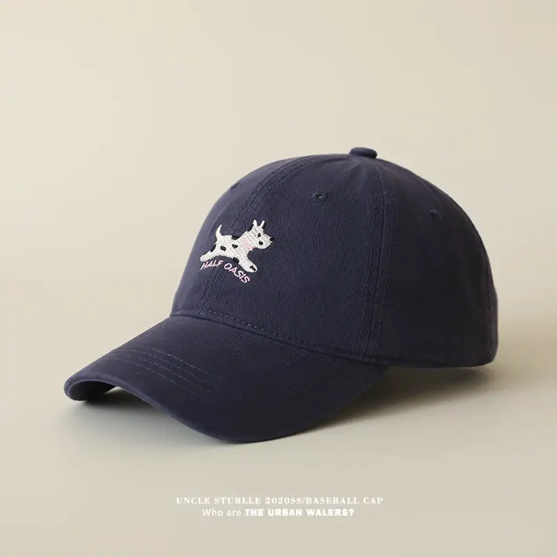 Uncle Stubble Baseball Cap Blue Black with Puppy Embroidery — feature 15
