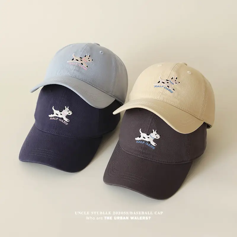 Uncle Stubble Baseball Cap Blue Black with Puppy Embroidery — feature 9