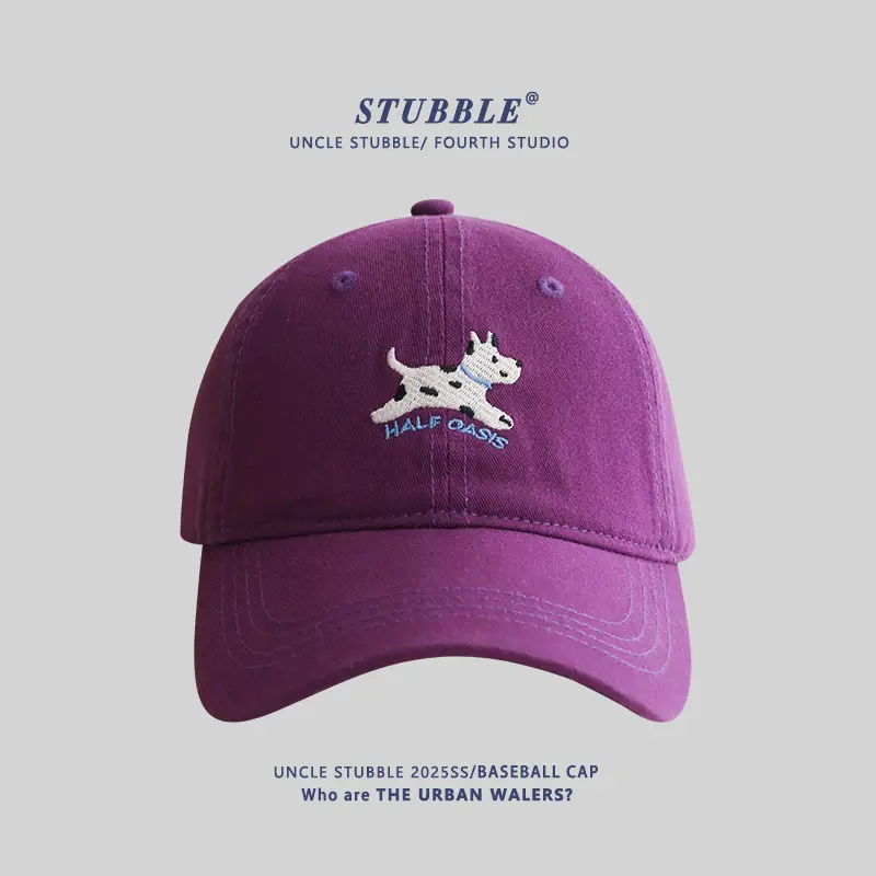 Uncle Stubble Baseball Cap Blue Black with Puppy Embroidery - Image 2