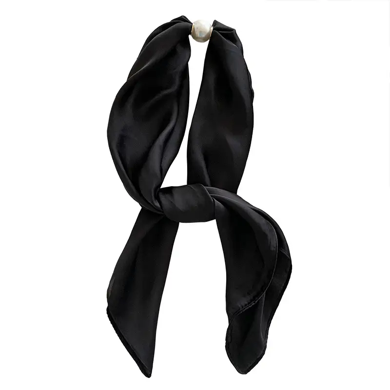 White Silk Scarf for Women Spring Summer Hair Belt - Image 18