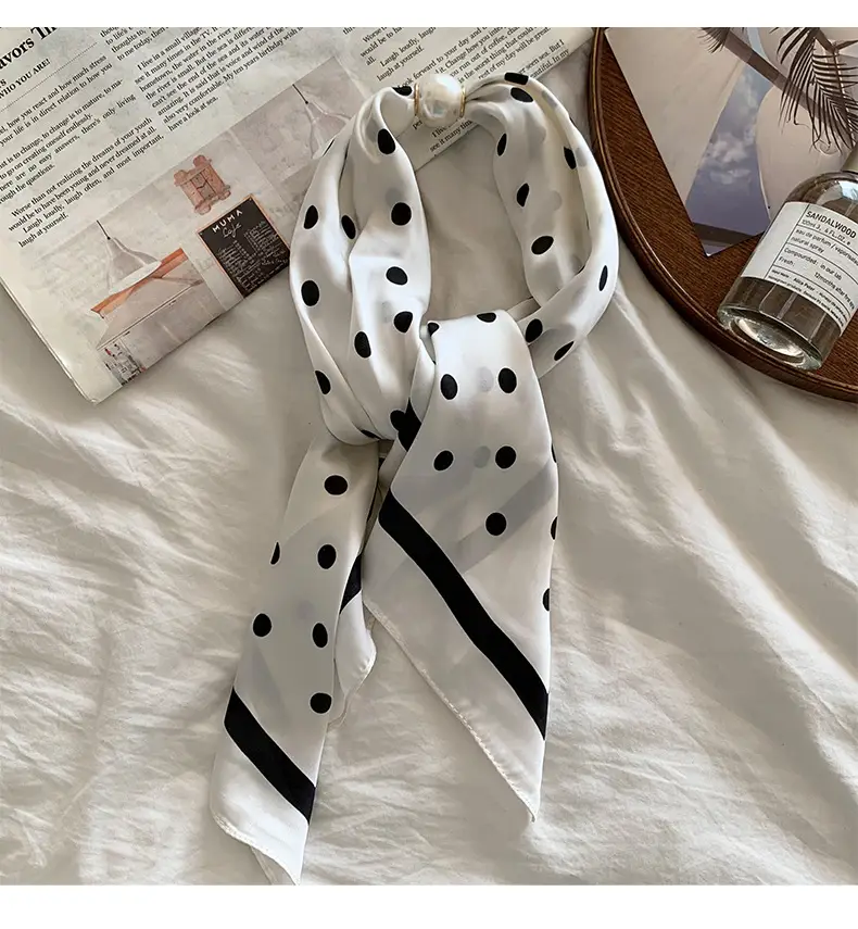 White Silk Scarf for Women Spring Summer Hair Belt — feature 10