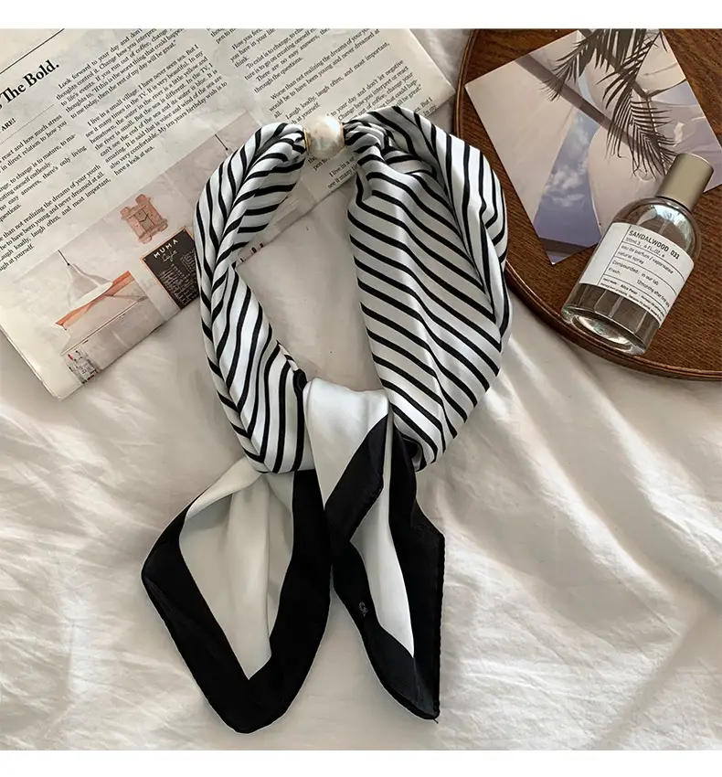 White Silk Scarf for Women Spring Summer Hair Belt — feature 11