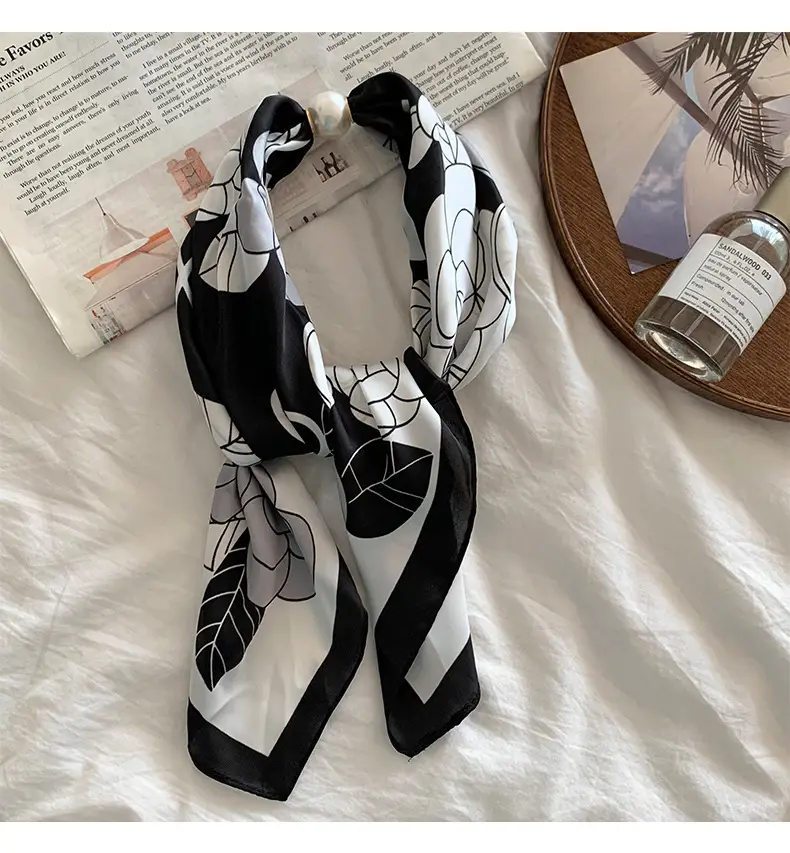 White Silk Scarf for Women Spring Summer Hair Belt — feature 12
