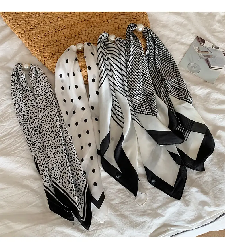 White Silk Scarf for Women Spring Summer Hair Belt — feature 4