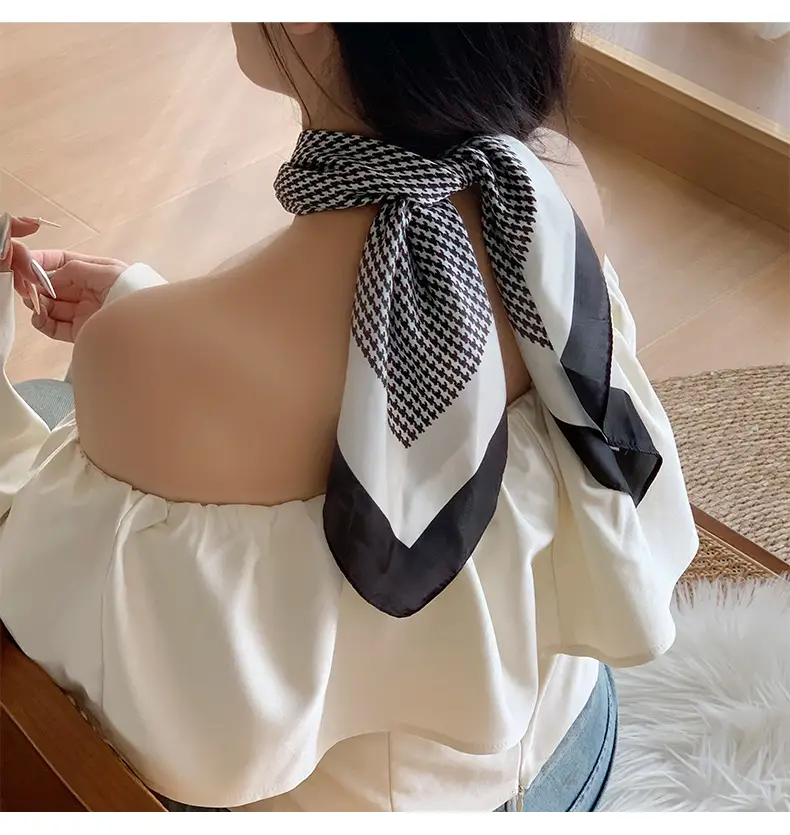 White Silk Scarf for Women Spring Summer Hair Belt — feature 7