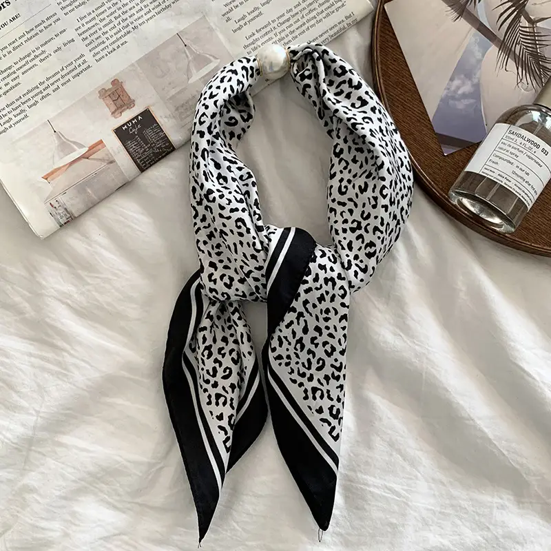 White Silk Scarf for Women Spring Summer Hair Belt - Image 5