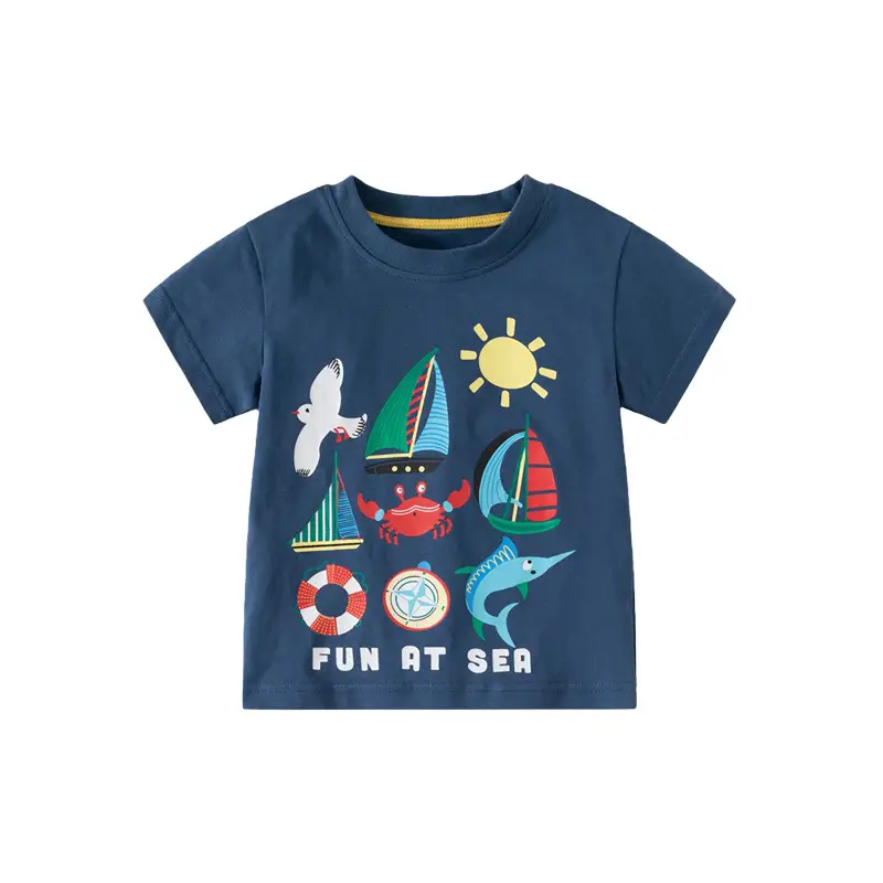 Kids Summer T-Shirt Blue Sea Print Boys 2025 - Image 6