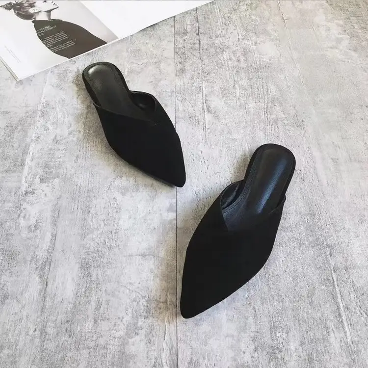 2025 New Style Half Slippers Outer Wear French Elegant Shallow Mouth Flat Outer Wear Half-Slip Western Mule Women's Shoes Pointed Toe — feature 10