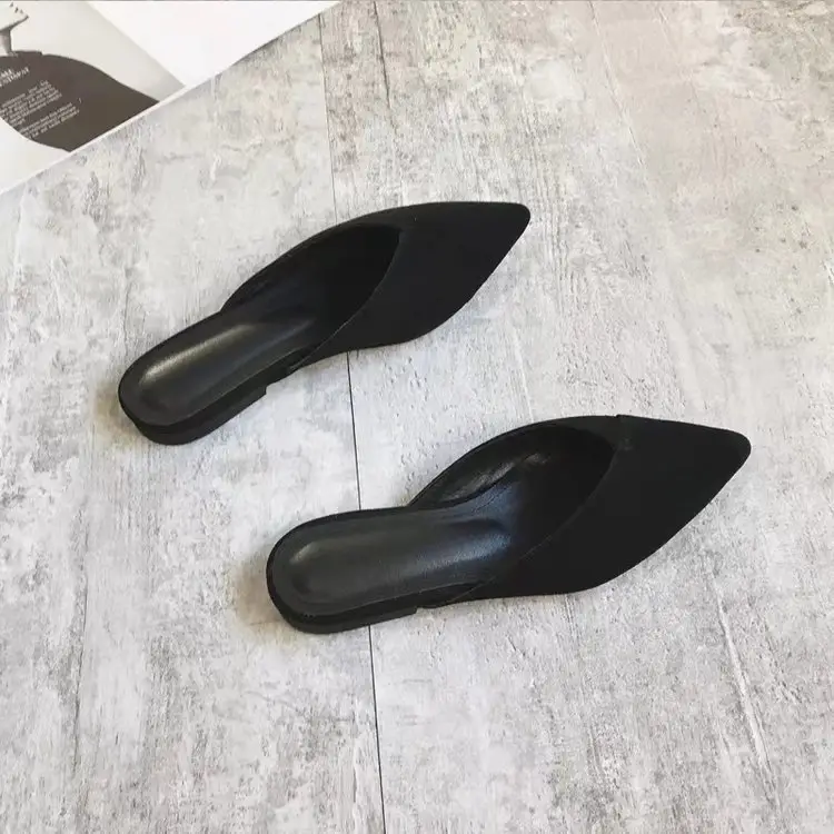 2025 New Style Half Slippers Outer Wear French Elegant Shallow Mouth Flat Outer Wear Half-Slip Western Mule Women's Shoes Pointed Toe — feature 13