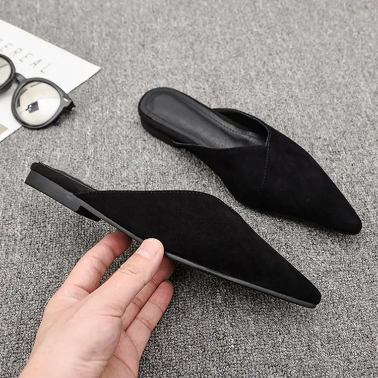 2025 New Style Half Slippers Outer Wear French Elegant Shallow Mouth Flat Outer Wear Half-Slip Western Mule Women's Shoes Pointed Toe — feature 4