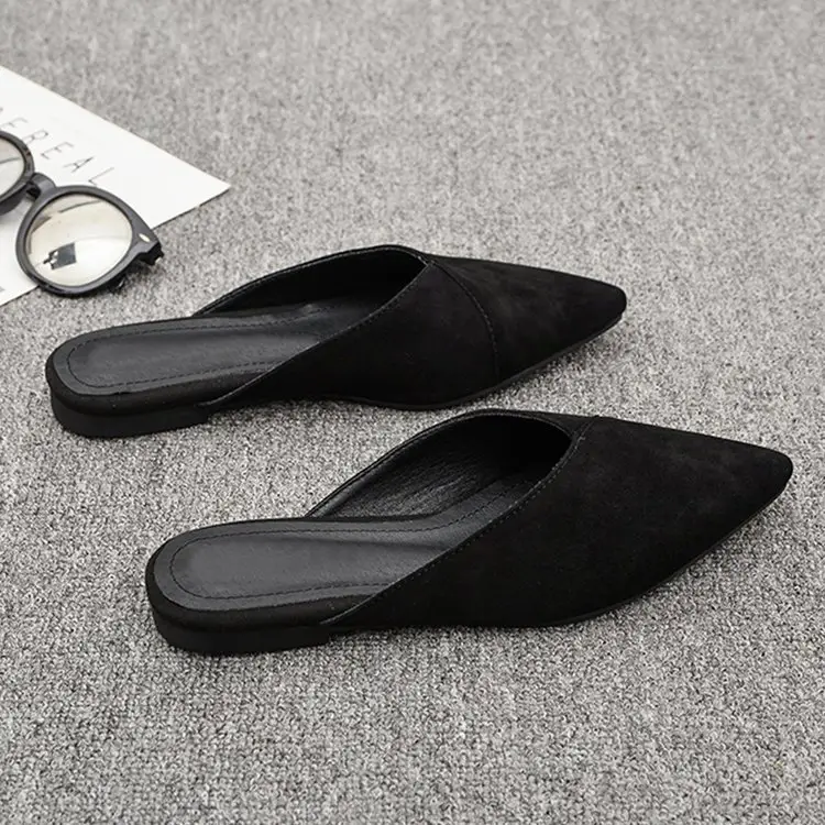 2025 New Style Half Slippers Outer Wear French Elegant Shallow Mouth Flat Outer Wear Half-Slip Western Mule Women's Shoes Pointed Toe — feature 6
