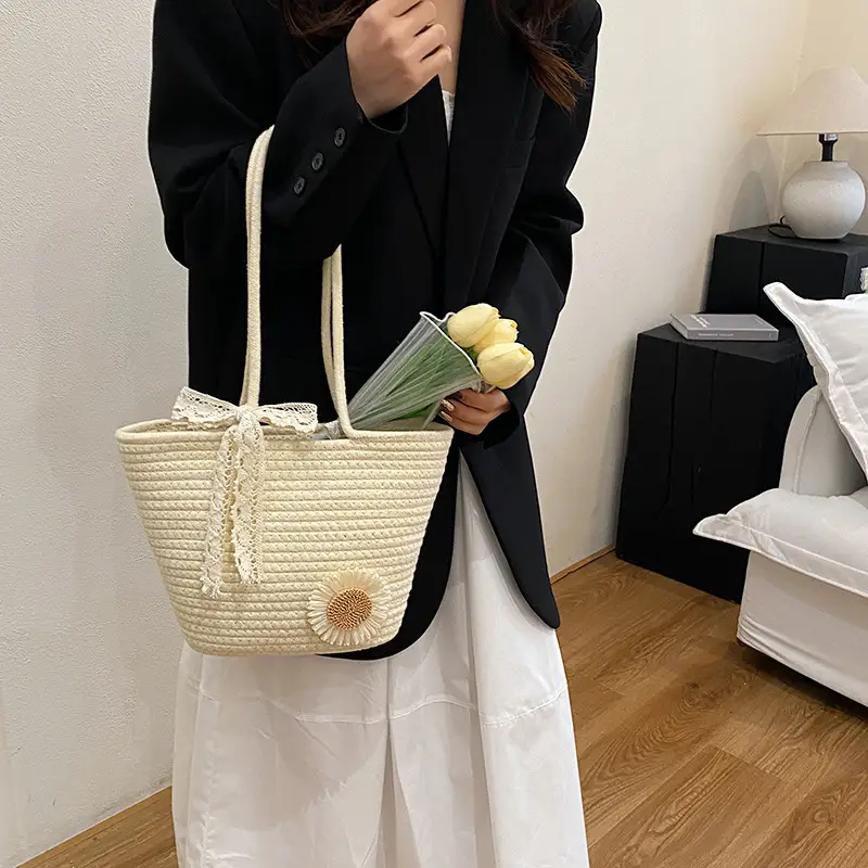 Women Straw Tote Bag Large Capacity Spring Summer 2025 - Image 4